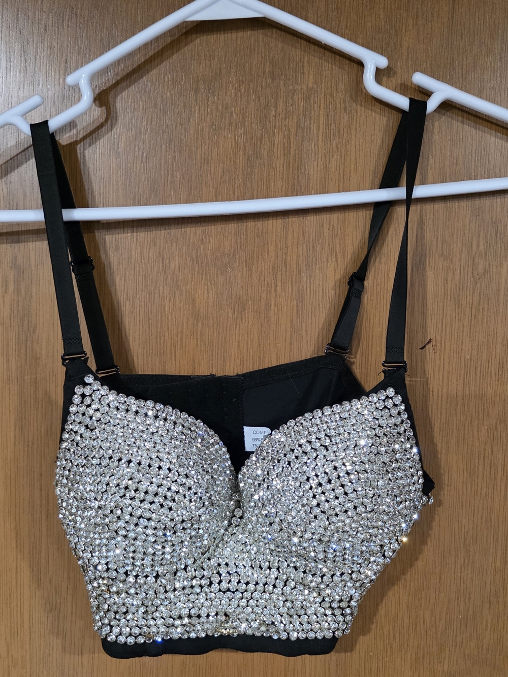 Ellacci Crystal Embellished Black Bralette Top - NWOT